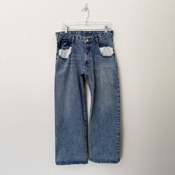 [Maison Martin Margiela] Exposed Contrast Dropped Pocket Straight Leg Jeans 40 - Picture 2 of 11